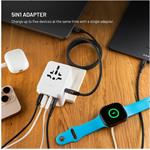 Fixed Voyager 70W cestovný adaptér pre EU, UK a USA/AUS, s 3xUSB-C a 2xUSB výstupom, GaN, PD 70W, biely