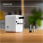 Fixed Voyager 70W cestovný adaptér pre EU, UK a USA/AUS, s 3xUSB-C a 2xUSB výstupom, GaN, PD 70W, biely