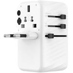 Fixed Voyager cestovný adaptér 120W pre EU, UK a USA/AUS, s 3x USB-C a 1x USB výstupom, GaN, PowerDelivery, biely