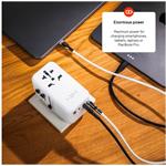 Fixed Voyager cestovný adaptér 120W pre EU, UK a USA/AUS, s 3x USB-C a 1x USB výstupom, GaN, PowerDelivery, biely