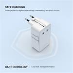 Fixed Voyager Slim 45W cestovný adaptér pre EÚ, UK a USA/AUS, s 3x USB-C a USB výstupom, GaN, PD 45W, biely