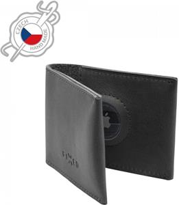 Fixed Wallet kožená peňaženka pre AirTag z pravej kože, čierna