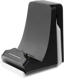 Fixed závesný nabíjací dok pre ovládač DualSense PlayStation 5 s hakom pre slúchadla, čierno biely