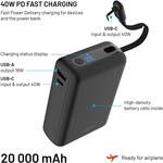 Fixed Zen 20 Loop powerbanka s LCD displejom a výstupom 40W, 20 000 mAh, čierna