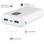 Fixed Zen 20 powerbanka s LCD displejom a výstupom PD 20W, 20 000 mAh, biela