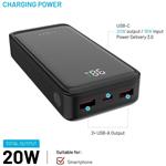 Fixed Zen2 20 powerbanka s LCD displejom a výstupom PD 20W, 20 000 mAh, čierna