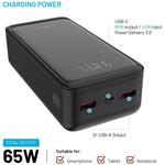 Fixed Zen2 30 Plus powerbanka s LCD displejom a výstupom PD 65W, 30 000 mAh, čierna