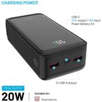 Fixed Zen2 30 powerbanka s LCD displejom a výstupom PD 20W, 30 000 mAh, čierna