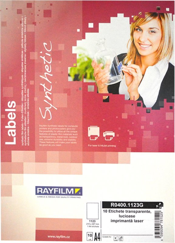fólia A4 RAYFILM transparentná samolepiaca laser 10ks