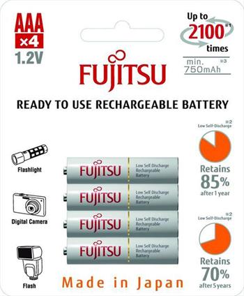 Fujitsu prednabité batérie R03/AAA, 750mAh, 2100 nabíjacích cyklov, bl
