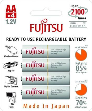 Fujitsu prednabité batérie R06/AA, 2100 nabíjacích cyklov, blister 4ks