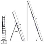 G21 GA-H-3x9, 3-dielny rozkladací rebrík, 5,9 m 3x9 priečok