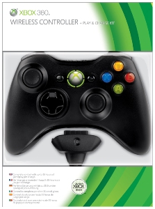 Gamepad Microsoft XBOX 360 Controller Black wireless Play&Charge Kit B