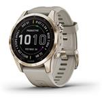 Garmin fenix 7S Sapphire Solar, Cream Gold Titanium, Light Sand Band