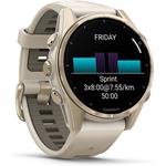 Garmin fenix 8 - 43mm, AMOLED, Sapphire, Soft Gold, Fog Gray/Dark Sandstone