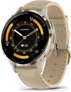 Garmin VENU 3S, inteligentné hodinky, French Gray/Soft Gold, Leather