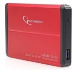 Gembird externý box USB 3.0, 2,5'' SATA, červený hliník, HDD/SSD