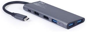 Gembird hub 3v1 USB-C na 3x USB-A + 2x HDMI + PD 2.0 60 W