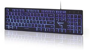 Gembird multimediálna klávesnica, USB, US, podsvietená, čierna