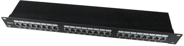 Gembird patch panel FTP 19'', 24 port 1U cat.6 se zadní organizací kabelů, černý