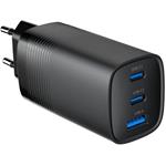 Gembird PD GaN nabíjačka 1xUSB-A 2xUSB-C, 65W, čierna