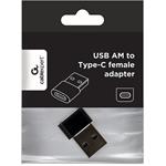 Gembird redukcia USB-A na USB-C M/F, čierna