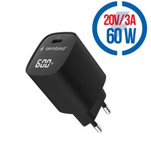 Gembird rýchlo nabíjačka USB-C, 60W, čierna