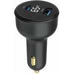 Gembird USB-A, USB-C 60W auto nabíjačka, čierna