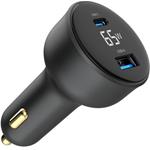 Gembird USB-A, USB-C 60W auto nabíjačka, čierna