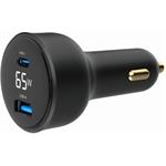 Gembird USB-A, USB-C 60W auto nabíjačka, čierna