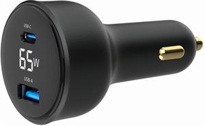 Gembird USB-A, USB-C 60W auto nabíjačka, čierna