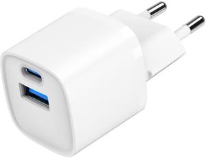 Gembird USB-A + USB-C nabíjačka, 20W, biela