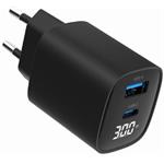 Gembird USB-A, USB-C nabíjačka, 30W, čierna