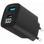 Gembird USB-A, USB-C nabíjačka, 30W, čierna