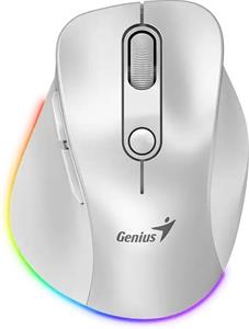 Genius Ergo 9000S Pro, bezdrôtová, vertikálna, 2.4Ghz+BT, tichá myš, biela