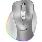 Genius Ergo 9000S Pro, bezdrôtová, vertikálna, 2.4Ghz+BT, tichá myš, sivá