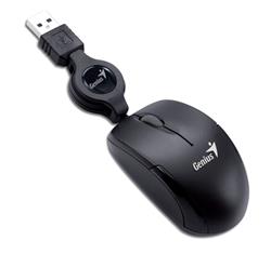 Genius MicroTraveler V2, optická myš, USB, čierna, navíjací kábel