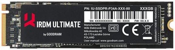 Goodram SSD IRDM Ultimate 480 GB M.2 PCIe Gen3 x4 NVMe, 2900/2200 MB/s, MLC