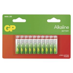 GP Alkaline, alkalická batéria LR03 (AAA) 20ks, blister