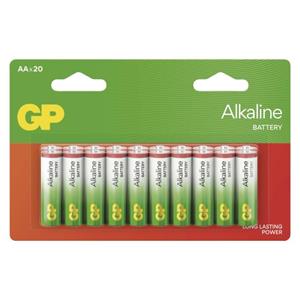 GP Alkaline, alkalická batéria LR6 (AA) 20ks, blister