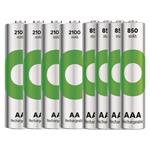 GP Eco E821, nabíjačka batérií + 4× AA 2100 + 4× AAA 850