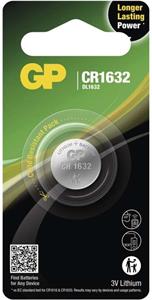 GP Lithium, lítiová gombíková batéria CR1632, 1ks, blister