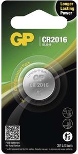 GP Lithium, lítiová gombíková batéria CR2016, 1ks, blister
