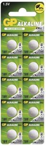 GP LR54 (189), LR1130, V10GA, alkalická gombiková batéria, 10ks, blister