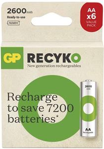 GP ReCyko 2600, nabíjateľná batéria (AA), 6ks, papierová krabička