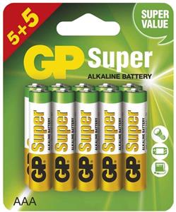 GP Super Alkaline, alkalická batéria LR03 (AAA) 10ks, fólia