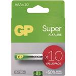 GP Super Alkaline, alkalická batéria LR03 (AAA) 10ks, papierová krabička