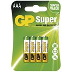 GP Super Alkaline, alkalická batéria LR03 (AAA) 4ks, blister