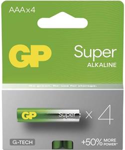 GP Super Alkaline, alkalická batéria LR03 (AAA) 4ks, papierová krabička