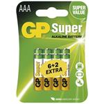 GP Super alkaline, alkalická batéria LR03 (AAA) 8ks, blister